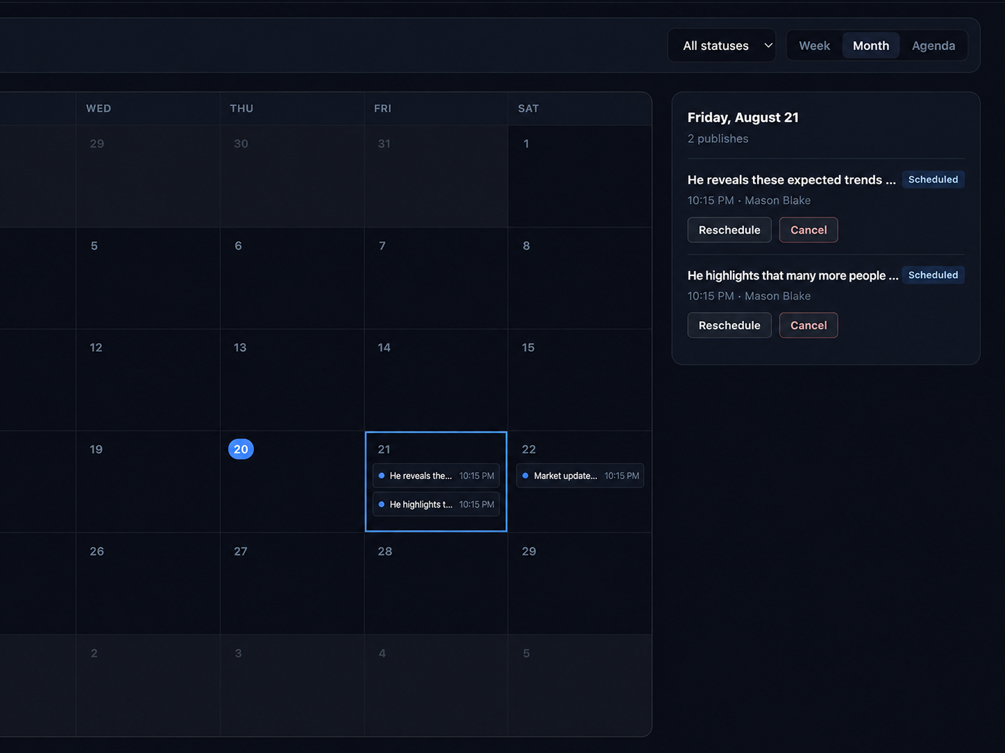 StreamCentral content scheduling calendar